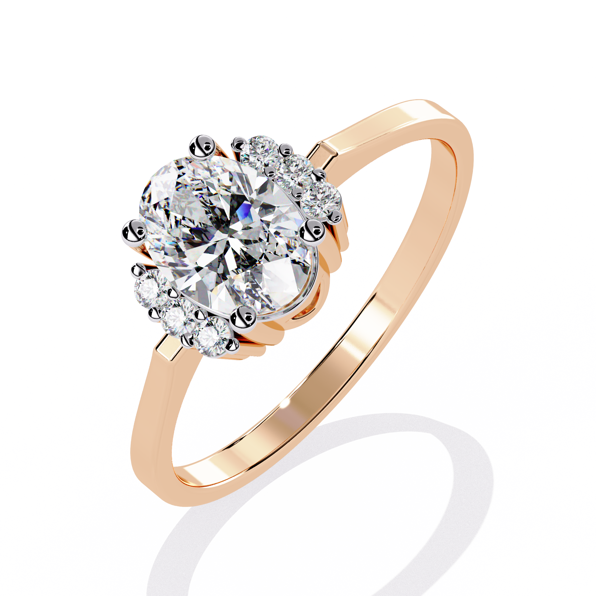 Solitairekart-0.72 CT Lab Grown Oval Halo Cluster Diamond Ring in 14K Yellow Gold